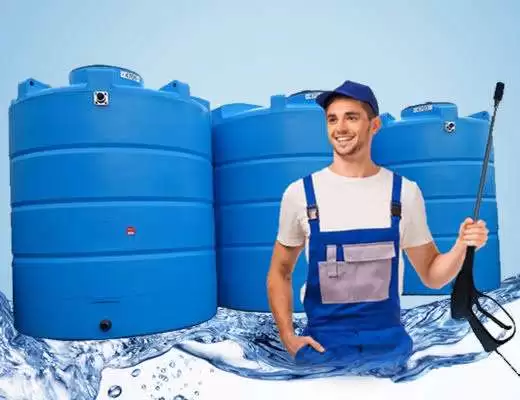 Professional water tank cleaning expert with equipment